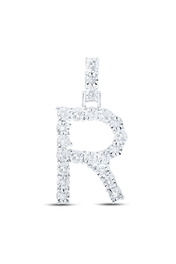 1/10CTW-DIA NK INITIAL "R" PENDANT