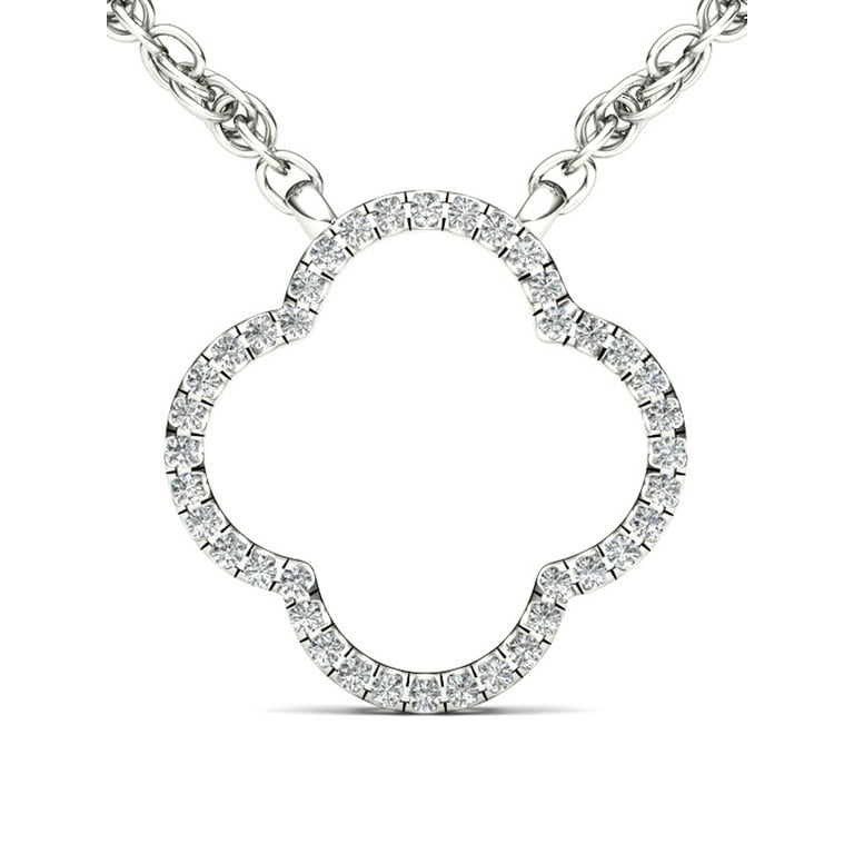 1 10Ct TDW 10K White Gold Diamond Clover Necklace Walmart