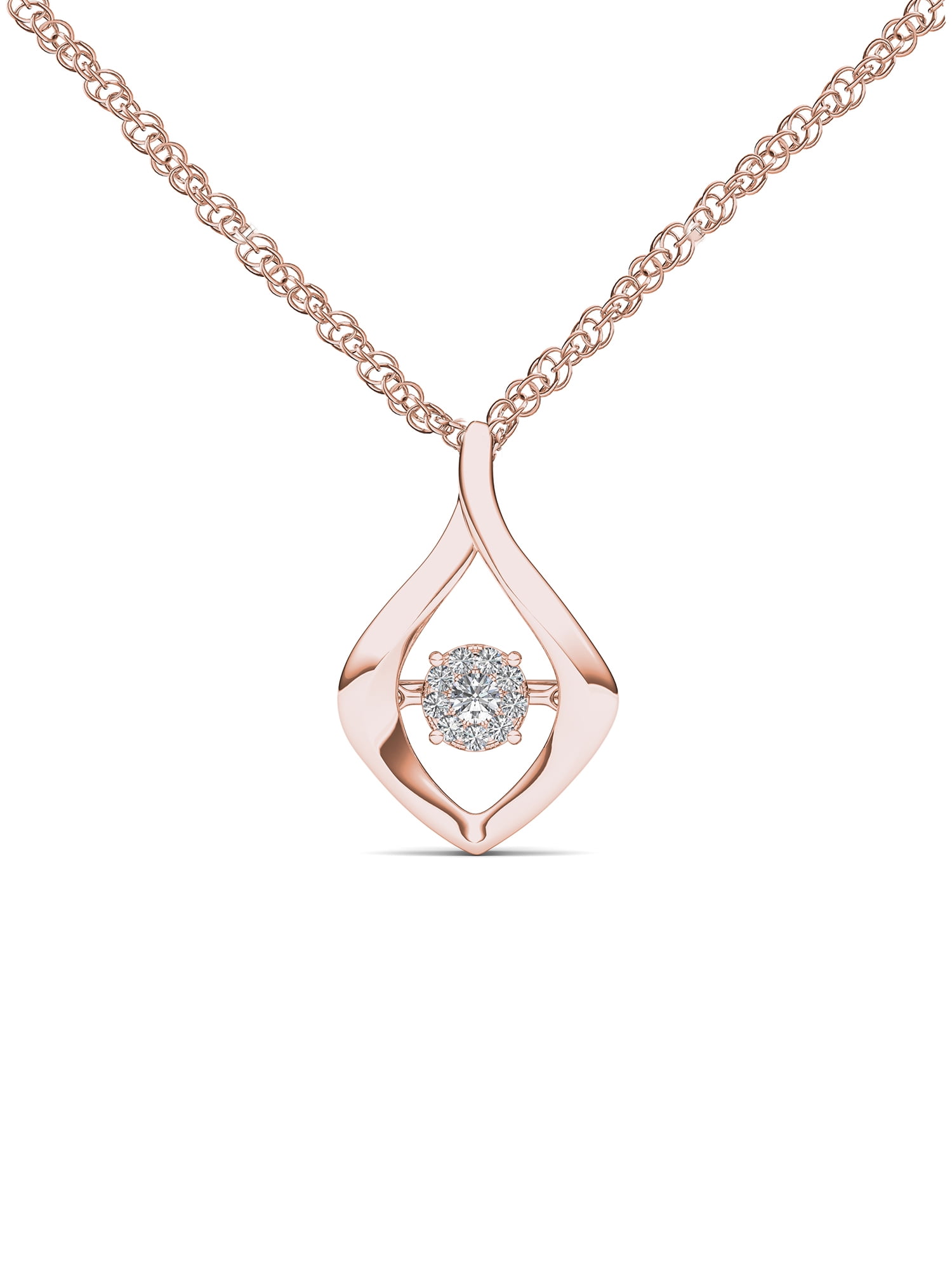 1/10Ct TDW Diamond 10K Rose Gold Halo Necklace - Walmart.com