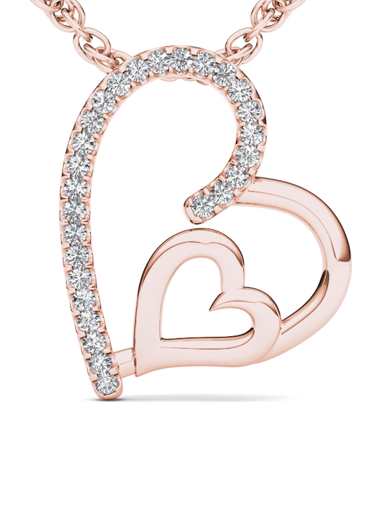 Pink gold necklace with heart-shaped diamond