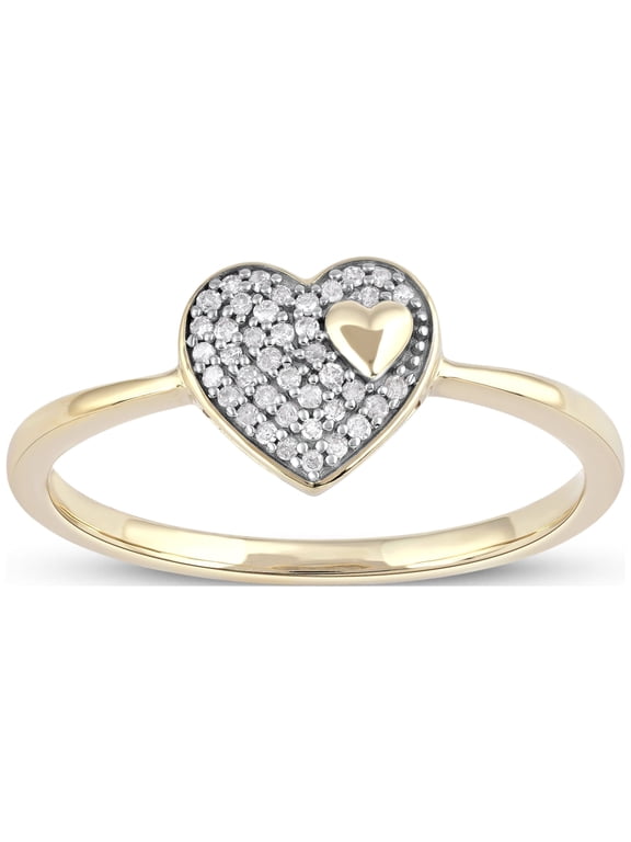1/10Ct TDW Diamond 10k Yellow Gold Heart Cluster Ring