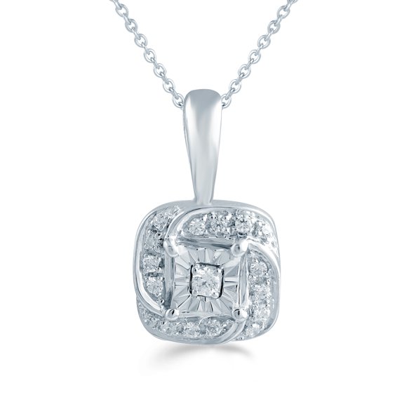 1/10Cttw Cluster Diamond Pendant in Sterling Silver