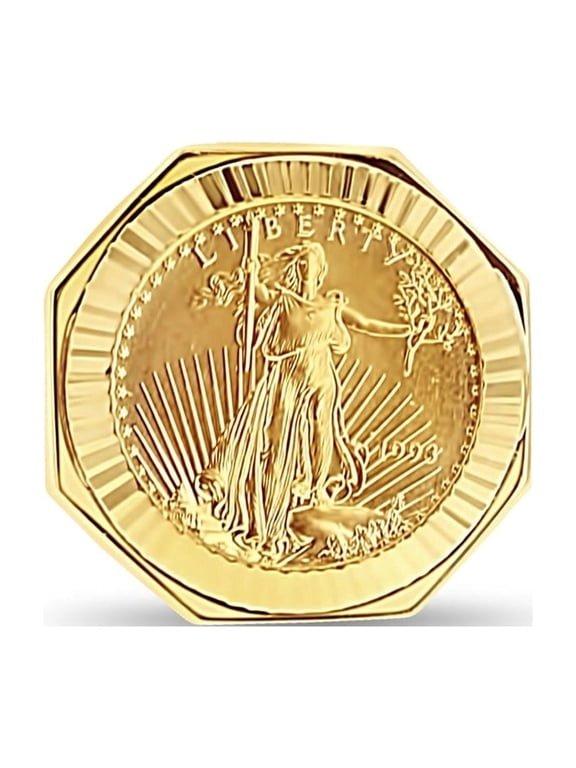 1/10OZ Liberty Coin Ring with Fluted Bezel - Size 8.25 - Polished