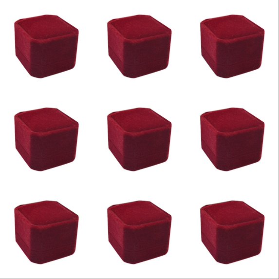 1-10PC Square Velvet Ring Display Case Jewelry Box Wedding Travel Ring Box Holder Gift Packaging Assorted Color for Earring Pendant Necklace 2x2x1.5Inch