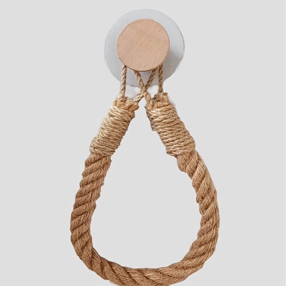 1-10PCS Jute Rope Tissue Holder Wooden Towel Rack No Drill Paper Towel Organizer Bathroom Storage Shelf Bathroom Organizer Rack