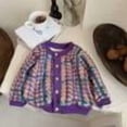 thumbnail image 1 of 1-10Y Girls Printed Long Sleeve Warm Hoodless Jacket, Loose Fashion Windproof Outerwear for Fall Winter Medium Little Girls Daily Coat Purple 6-7 Years, 1 of 1