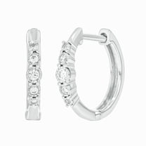 Cali Trove Classic 1/10 Ct Diamond Huggie Hoop Earrings for Women in Sterling Silver