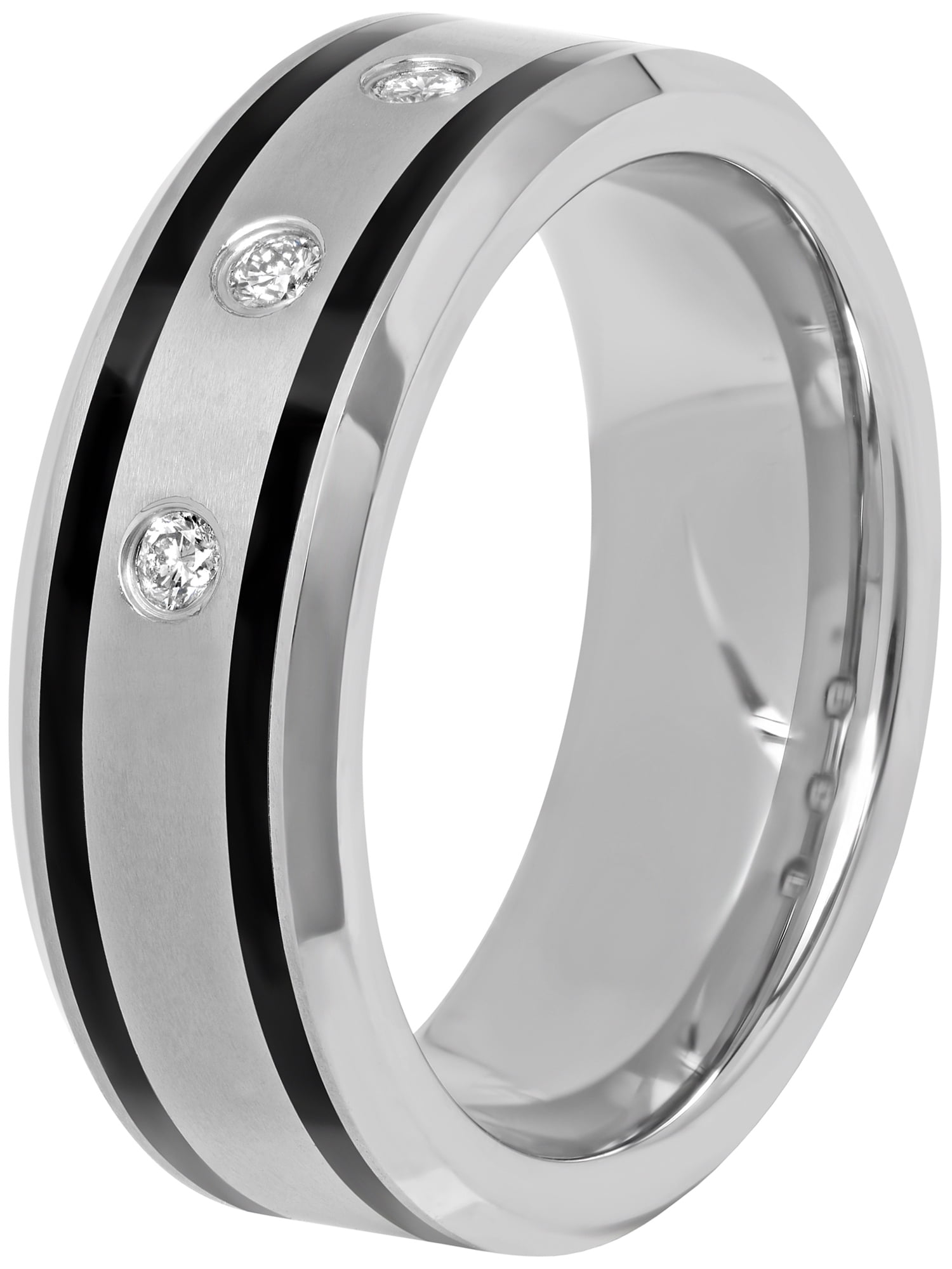 1/10ctw Men's Tungsten and Black Resin 8MM Diamond Accent Wedding Band