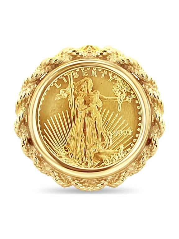 1/10oz American Eagle Lady Liberty Rope Coin Frame Ring - Size 4