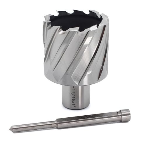 1-11/16"x1 Annular Cutter,3/4 inch Weldon Shank,2 Flat,1-11/16 inch Cutting Diameter,1 inch Depth of Cut,Mag Drill Bit with Pilot Pin for Magnetic Drill Press,1 Piece$$Tools & Hardware Other