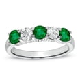 thumbnail image 1 of 1.11 CTTW Emerald & Diamond Band Set, 14K Gold - Size 7.5, 1 of 1