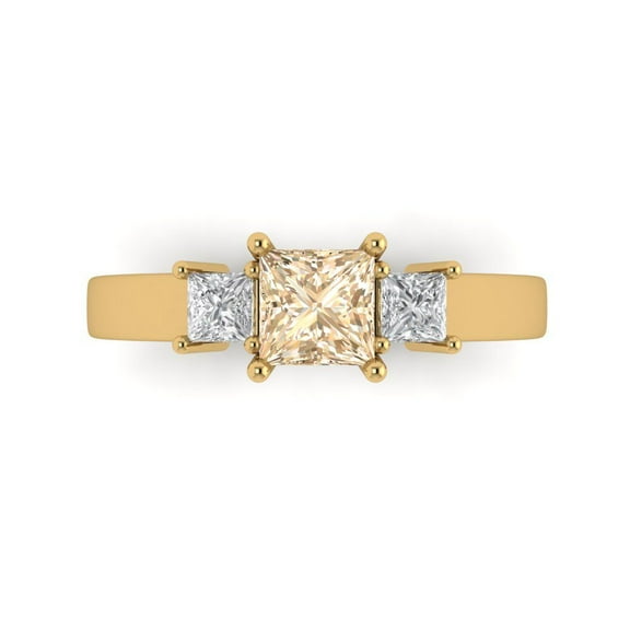 Three-Stone Engagement Ring for Women - 1.11ct Natural Morganite in 14K Yellow Gold Promise Ring