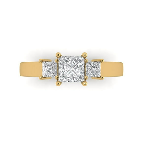 Three-Stone Engagement Ring for Women - 1.11ct Moissanite in 18K Yellow Gold Promise Ring
