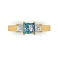 thumbnail image 1 of 1.11ct Princess Cut Blue Moissanite 14k Yellow Gold Engraving Statement Bridal Wedding Three-Stone Designer Ring Size 6.5, 1 of 8