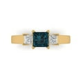 thumbnail image 1 of 1.11ct Princess Cut Blue Natural London Blue Topaz 18k Yellow Gold Engraving Statement Bridal Wedding 3 stone Designer Ring Size 6, 1 of 5