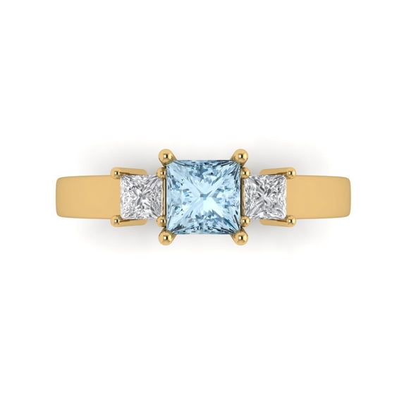 Clara Pucci 14K Yellow Gold 1.11ct SkyBlueTopaz Three-Stone Ring for Women