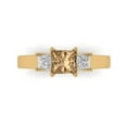 thumbnail image 1 of 1.11ct Princess Cut Brown Champagne Crystal 18k Yellow Gold Engraving Statement Bridal Wedding 3 stone Designer Ring Size 8.5, 1 of 5