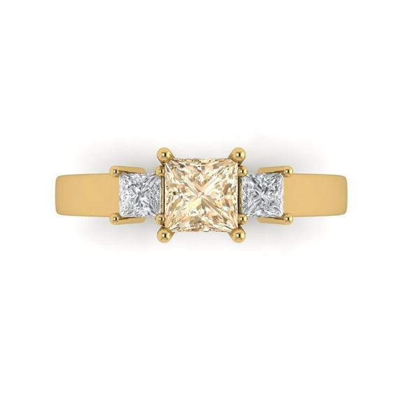 Clara Pucci 14K Yellow Gold 1.11ct Morganite Three-Stone Ring for Women