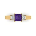 thumbnail image 1 of 1.11ct Princess Cut Purple Natural Amethyst 18k Yellow Gold Engraving Statement Bridal Wedding Three-Stone Designer Ring Size 10, 1 of 5