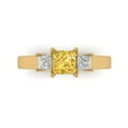 thumbnail image 1 of 1.11ct Princess Cut Yellow Crystal 18k Yellow Gold Engraving Statement Bridal Wedding Three-Stone Designer Ring Size 6.5, 1 of 5