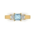 thumbnail image 1 of Clara Pucci 14K Yellow Gold Solid Gold Blue Three-Stone Anniversary Ring for Women - 1.11 cttw Princess Cut, 1 of 8