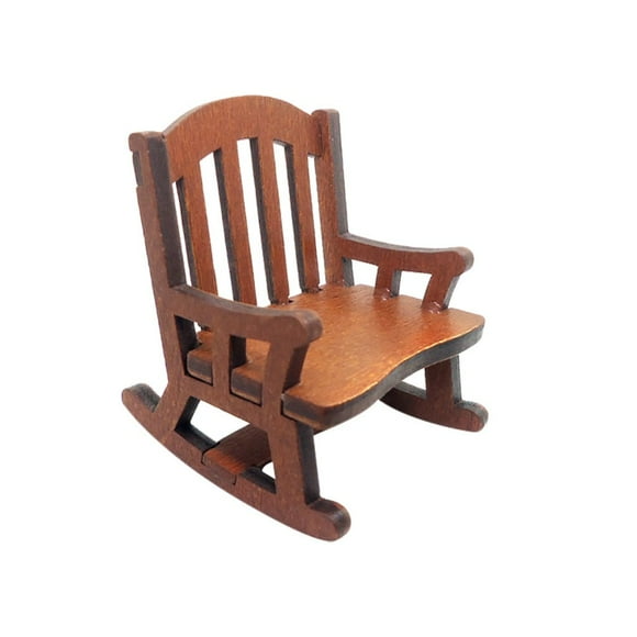 1:12 1:6 Scale Dollhouse Miniature Wooden Rocking Chair Furniture Accessory for Barbie American Girl Doll Display Scene Model DIY Pretend Play