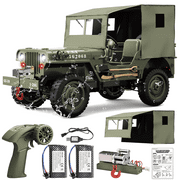1/12 1941 MB Scaler RC Jeep, 4x4 RC Car Mini RC Rock Crawler Military, 2.4Ghz RC Truck with 180 Brushed Motor, LED Lights, Battery and USB Charger for Adults
