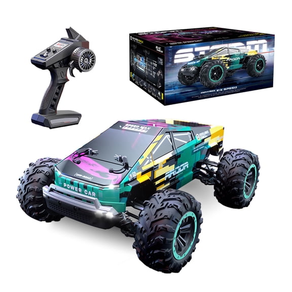 1/12 4WD High-Speed RC Car, C8821 Brush Version with RC390 Motor, 38KM/H Speed Full-Scale 2.4G Control, LED Lights & Durable Shell – Off-Road Racing Truck Toy for Adults