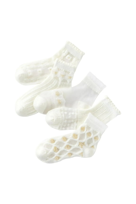 [1-12] Age Group's 5-Pack Simple Summer Socks Lightweight Breathable Cotton Mid-Calf Design for Casual Everyday Wear and Comfort