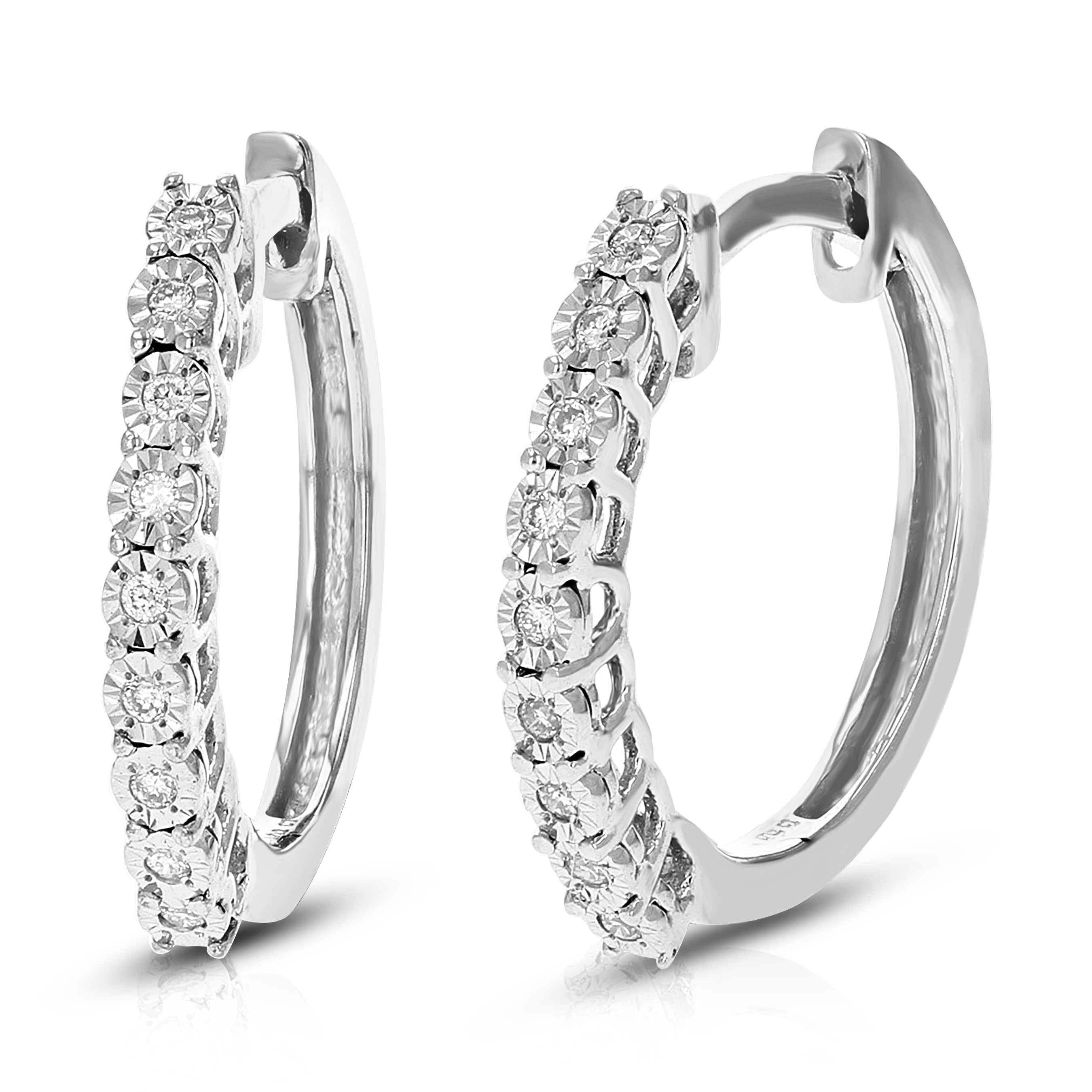 1/12 CTTW Diamond Hoop Earrings for Women, Round Lab Grown Diamond