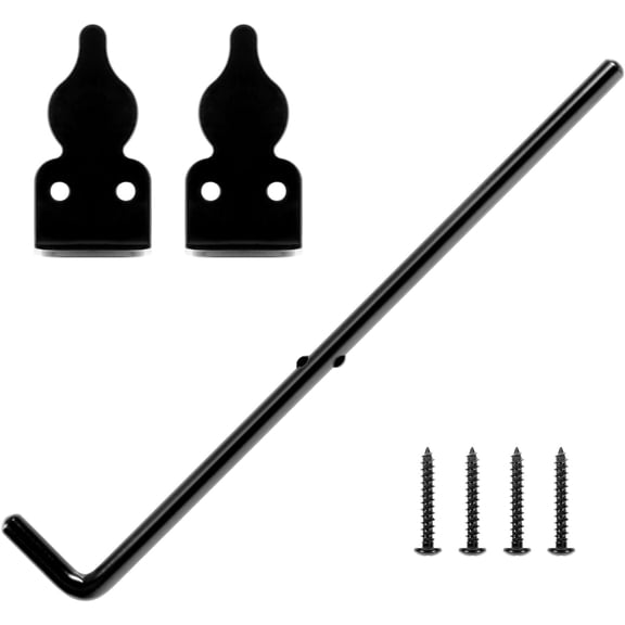 1 12" Cane Bolt Drop Rod for Gate Stopper Outdoor Black Fence Gate Door Kit, Exterior Interior Double Barn Bar Door Hardware Holder, Foot Gate Latch Anchor Lock