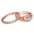 thumbnail image 1 of AFFY 1.12 Carat(Cttw) Round Moissanite & Natural Diamond Flower Engagement Ring With Band 14K Solid Rose Gold Ring Size-7, 1 of 2