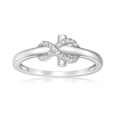 1/12 Carat Natural Diamond Infinity Side Cross Purity Ring for Women in 925 Sterling Silver (H-I, I2-I3, 0.08 cttw) Engagement Wedding Promise Band Ring Size 5 by Lavari Jewelers