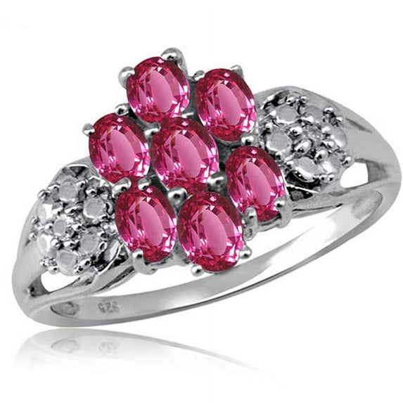 1.12 Carat T.G.W. Pink Topaz Gemstone and 1/20 Carat T.W. White Diamond Ring