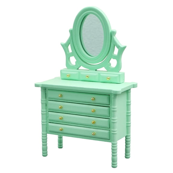 1:12 Doll House Dresser Furniture Miniature Dressing Table Mini Mirror Drawers