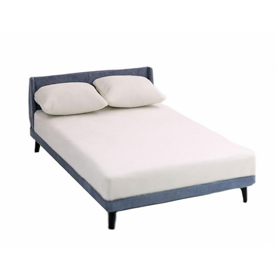 1/12 Doll House Miniature Bed ,Doll House Pretend Ornament ,Simulation Bed Model Blue