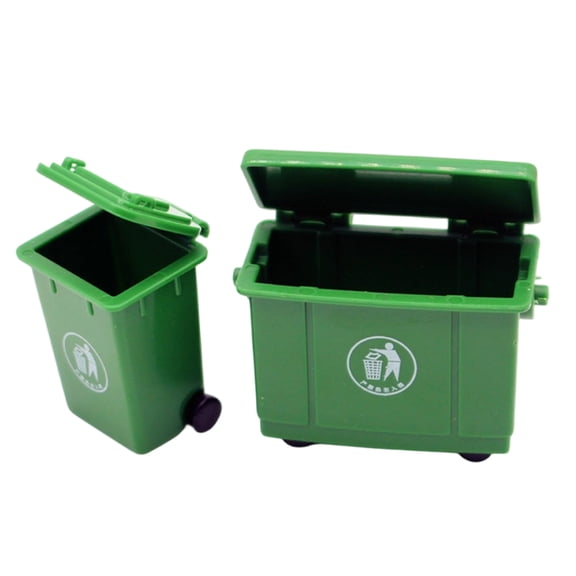 1/12 Doll House Miniature Trash Bin Garbage Container with Functional Lid for Children Imaginative Roleplay Activity Fun