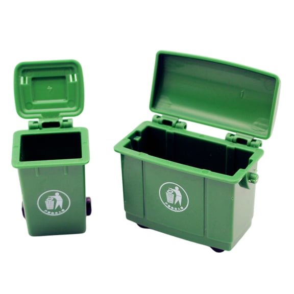 1/12 Doll House Miniature Trash Bin Garbage Container with Functional Lid for Children Imaginative Roleplay Activity Fun