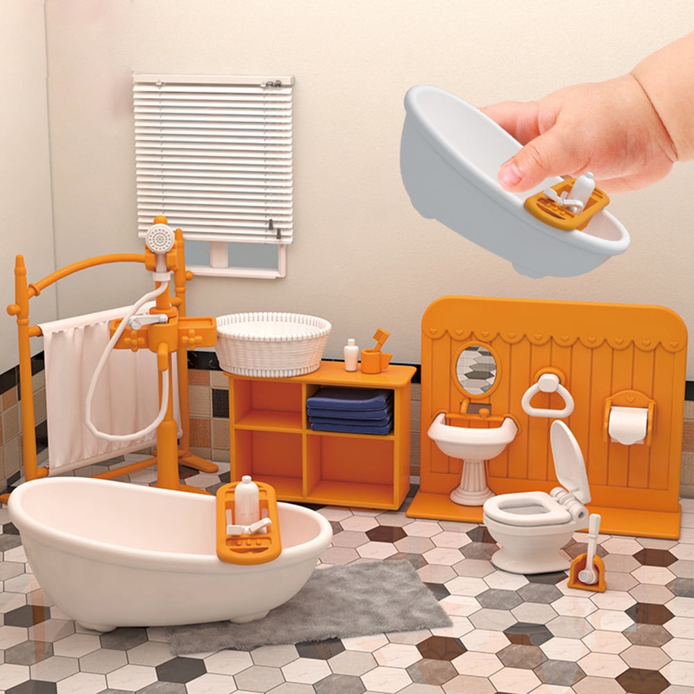 112 Dollhouse Furniture Bathroom Set, Miniature Doll House Accessories