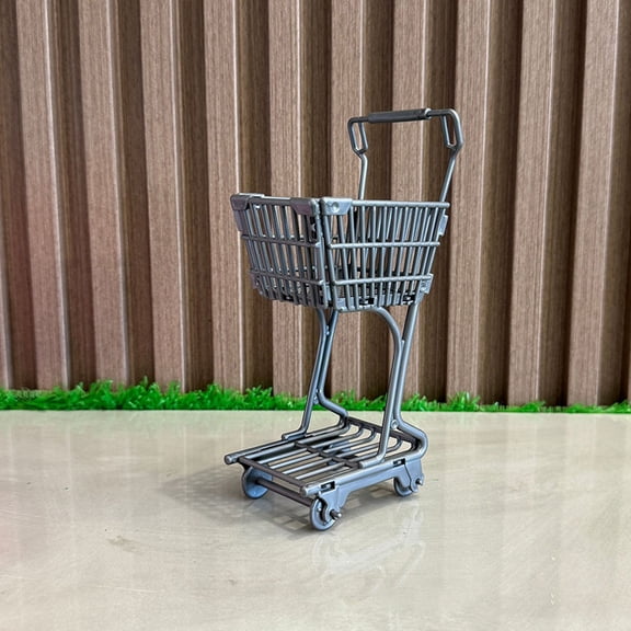 1/12 Dollhouse Mini Shopping Cart Supermarket Shopping Basket Model Dollhouse Supermarket Decoration Accessory Pretend Play Toy