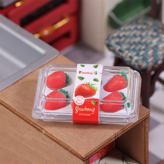 1/12 Dollhouse Mini Supermarket Vegetable Fruit Model With Clear Box Dollhouse Simulated Food Decoration Dolls House Accessories