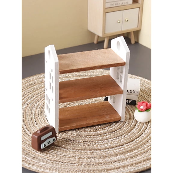 1:12 Dollhouse Miniature Bookshelf Three-tier Storage Rack Display Stand Furniture Model Decor Toy Doll House Accessories