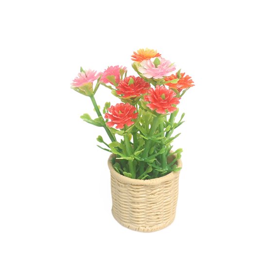 1:12 Dollhouse Miniature Daisy Mint Tree Flowers Pot Mini Green Plant Potted Plant Simulation Tree Model Home Garden Decor Toys