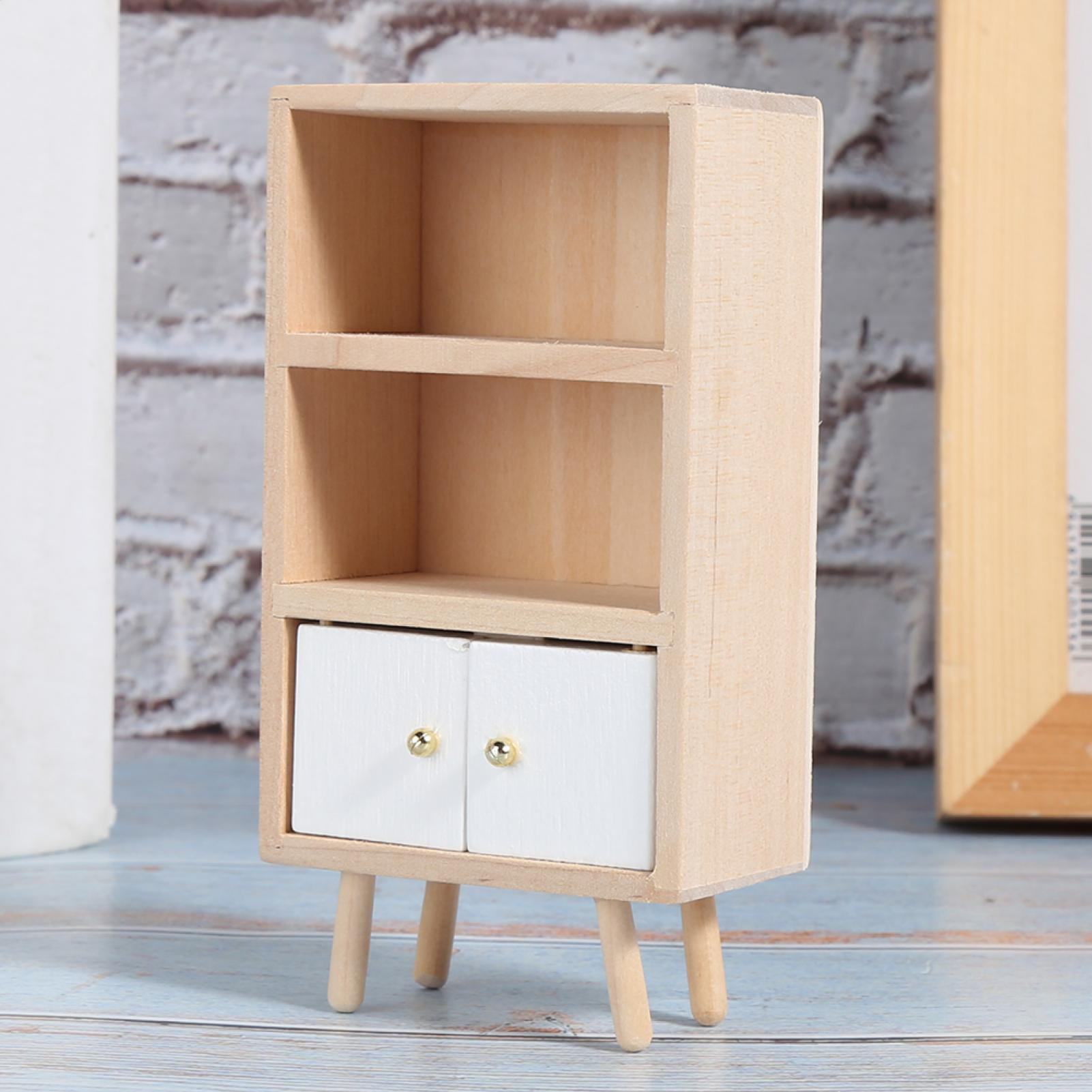 Mini Shelf Collection 1:12 Dollhouse Miniature Furniture Wooden Bookcase Sideboard Cabinet ...