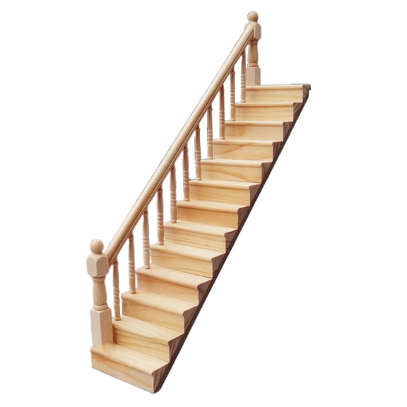 1:12 Dollhouse Miniature Handrail Staircase Wooden Scene Plain Stairway Models