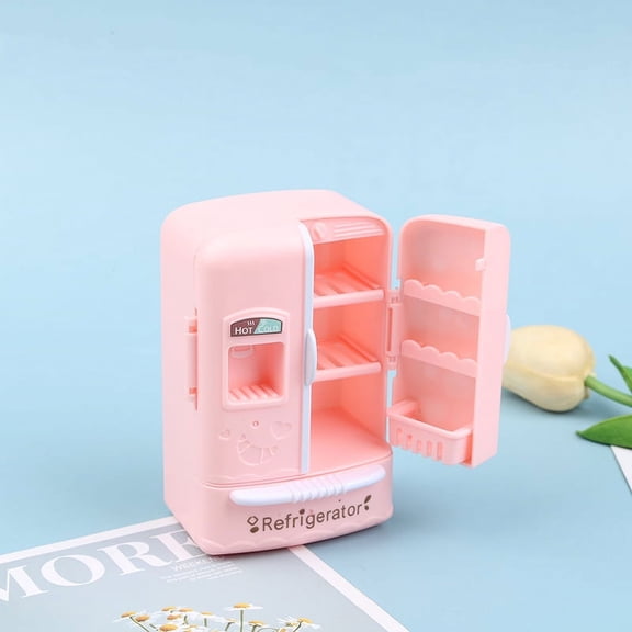 1:12 Dollhouse Miniature Pink Fridge Refrigerator Freezer for Dolls Kitchen
