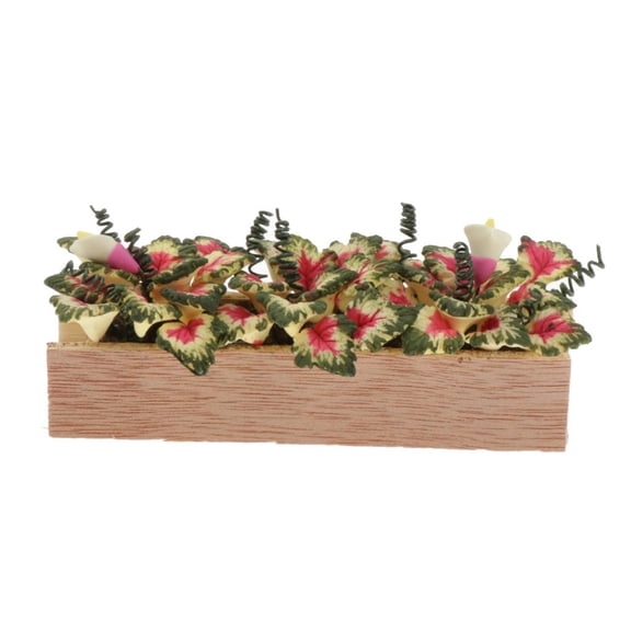 1:12 Dollhouse Miniature Potted Clay Plant Flower Caladium Decor