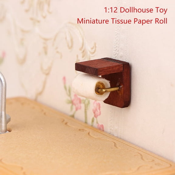 1:12 Dollhouse Miniature Tissue Paper Roll Paper with Stand Model Bathroom Decor