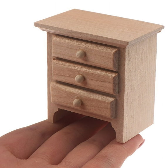 1/12 Dollhouse Miniature Wood Bedside Cabinet Model Furniture Accessories
