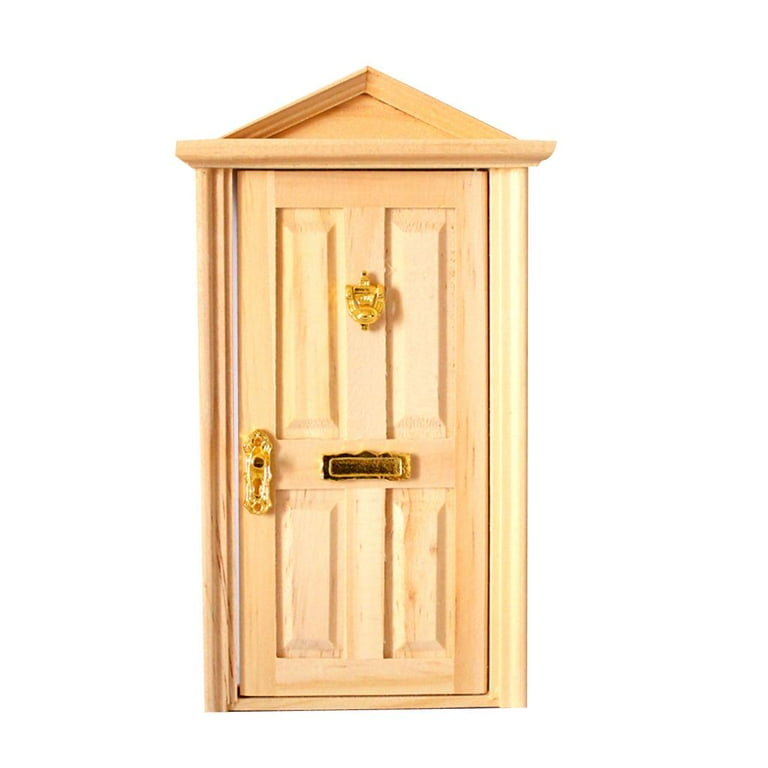 1:12 Dollhouse Miniature Wood Door with Doll House Door Hardware